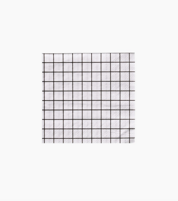 Black and White Grid Cocktail Napkins