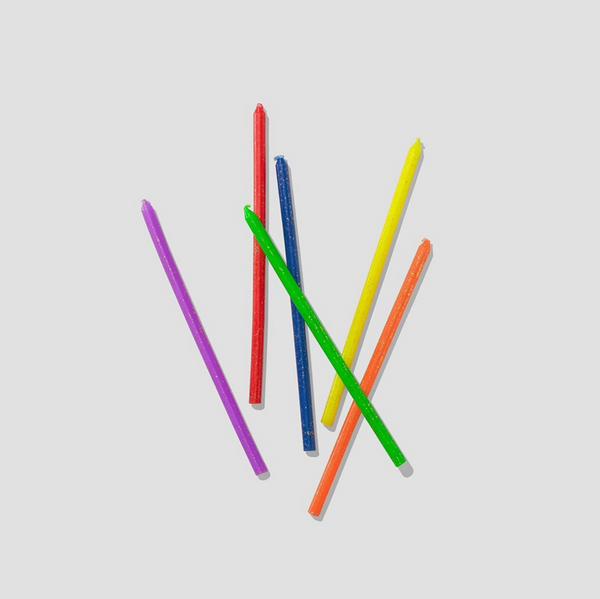 Rainbow Glitter Birthday Candles (12 per Pack)