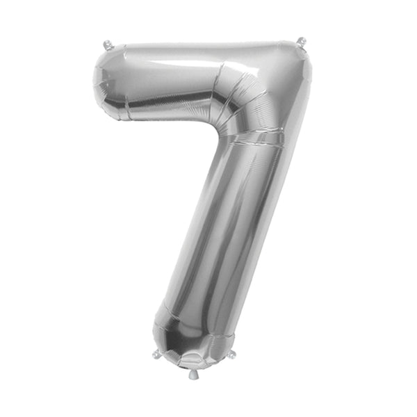 34" Number 7 Silver Oaktree Foil Balloon