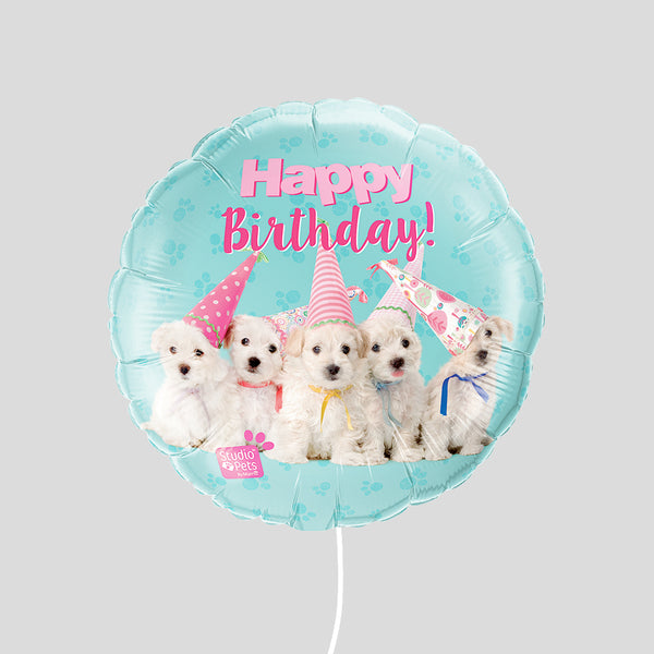 18" Happy Birthday Puppies Standard Foil Balloon