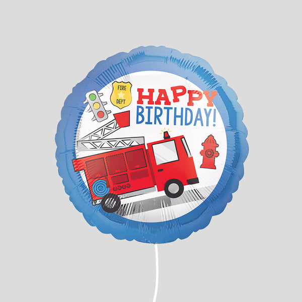 17" 'Happy Birthday Fire Truck' Standard Foil Balloon