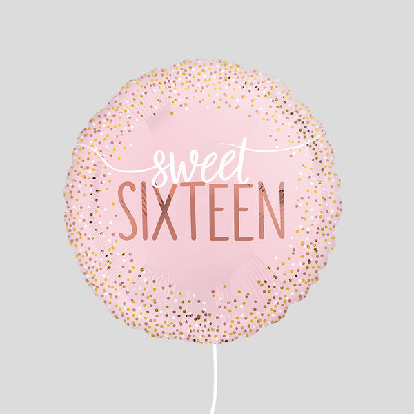 17" Sweet Sixteen Pink & White Standard Foil Balloon
