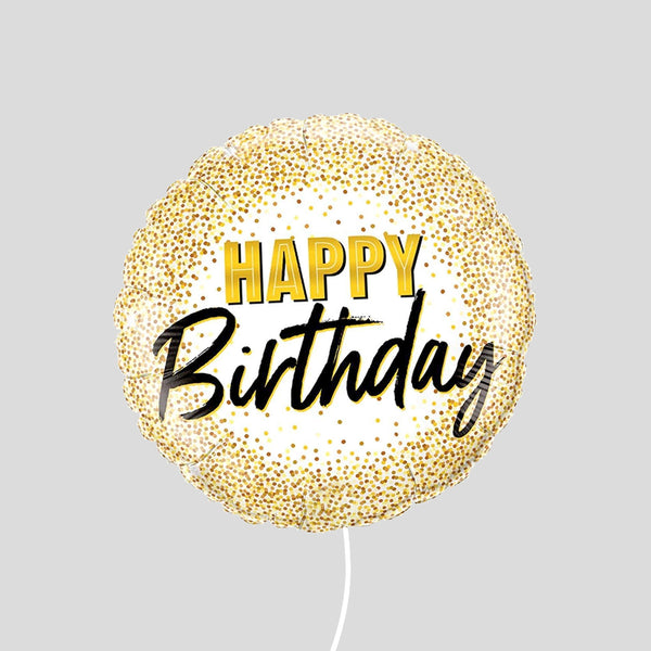 18" 'Happy Birthday Gold Sprinkles' Standard Foil Balloon