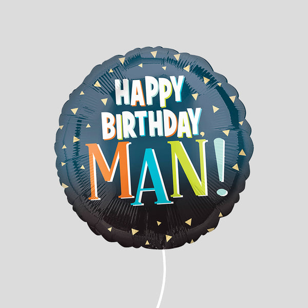 17" 'Happy Birthday Man!' Standard Foil Balloon