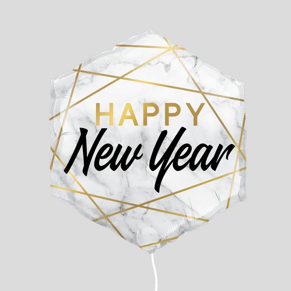Happy New Year Marble Pattern - Foil Balloon